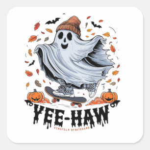 Sticker Carré Une planche à roulettes fantôme à travers un fleur