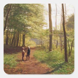 Sticker Carré Une promenade dans la forêt