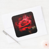 Sticker Carré Une rose rouge aquarelle sur fond noir (Enveloppe)
