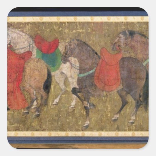 Sticker Carré Une salle avec des chevaux (Devant)