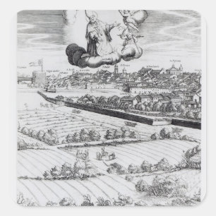 Sticker Carré Une section d'une carte de Milan, 1640