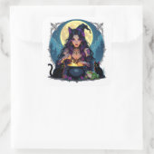 Sticker Carré Une sorcière, un chat noir et une Halloween de gre (Sac)