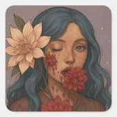 Sticker Carré Une tragédie en fleurs (Devant)
