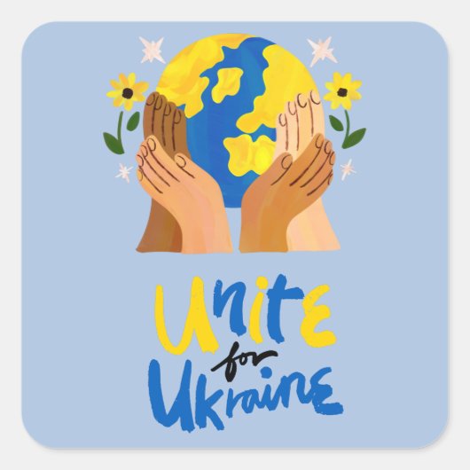 Sticker Carré Une unité mondiale pour l'Ukraine (Devant)