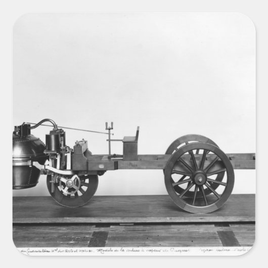 Sticker Carré Une voiture à vapeur inventée (Devant)
