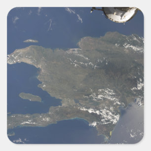 Sticker Carré Une vue de l'île des Caraïbes de Hispaniola