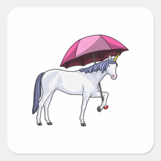 Sticker Carré Unicorn avec Umbrella (Devant)
