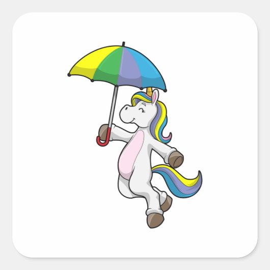 Sticker Carré Unicorn avec Umbrella (Devant)