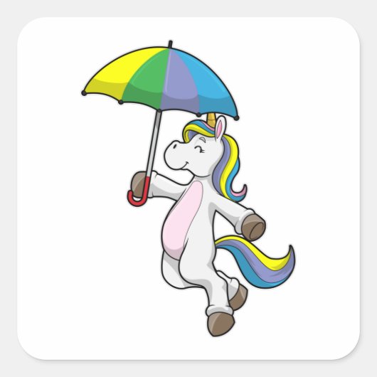 Sticker Carré Unicorn avec Umbrella (Devant)