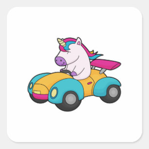 Sticker Carré Unicorn Car