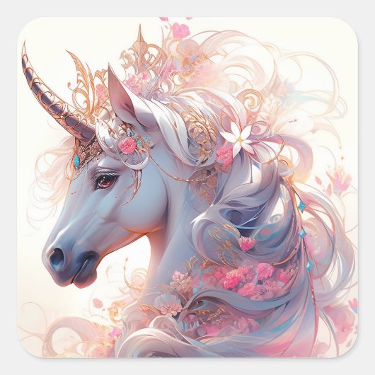 Sticker Carré Unicorn Imaginaire Art (Devant)