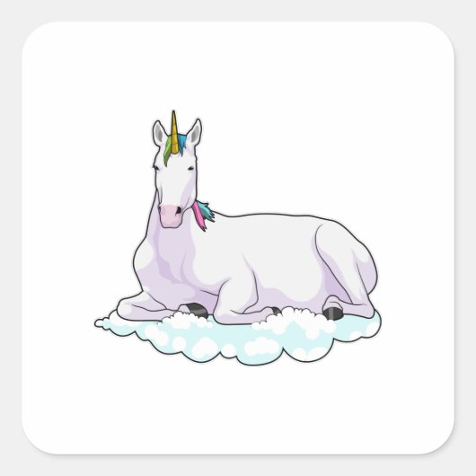 Sticker Carré Unicorn on cloud (Devant)