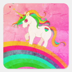 Sticker Carré Unicorn Rainbow Nature