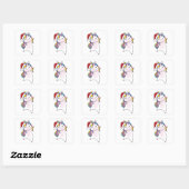 Sticker Carré Unicorn Snow Winter Animals (Feuille)