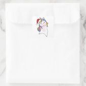 Sticker Carré Unicorn Snow Winter Animals (Sac)