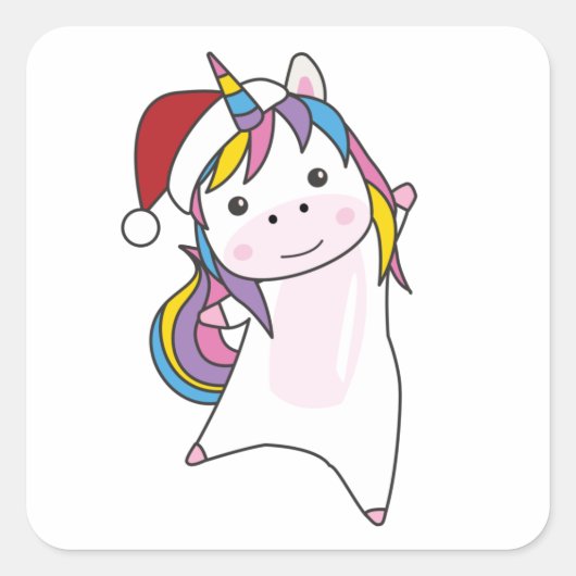 Sticker Carré Unicorn Snow Winter Animals (Devant)
