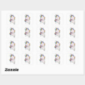 Sticker Carré Unicorn Snow Winter Animals (Feuille)