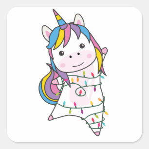 Sticker Carré Unicorn Snow Winter Animals