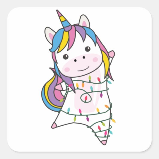 Sticker Carré Unicorn Snow Winter Animals (Devant)