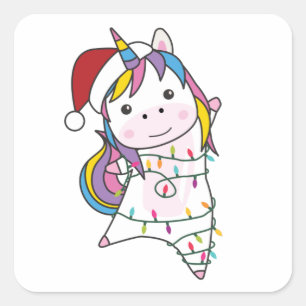 Sticker Carré Unicorn Snow Winter Animals