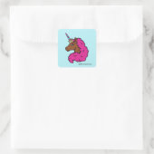 Sticker Carré Unicorne Afro Rose Chaud (Sac)