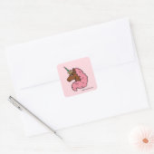 Sticker Carré Unicorne Afro Rose clair (Enveloppe)