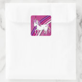 Sticker Carré Unicorne arc-en-ciel (Sac)