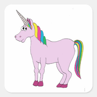 Sticker Carré Unicorne arc-en-ciel