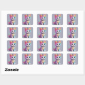 Sticker Carré Unicorne arc-en-ciel Kitten (Feuille)