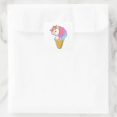 Sticker Carré Unicorne avec crème glacée (Sac)