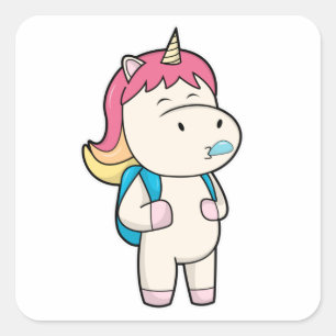 Sticker Carré Unicorne avec gomme à mâcher et rétrospective