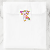 Sticker Carré Unicorne avec les coeurs (Sac)