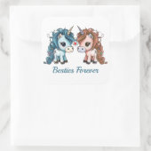 Sticker Carré Unicorne Besties pour toujours (Sac)