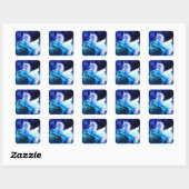 Sticker Carré Unicorne blanche Pegasus Blue Moonlight (Feuille)