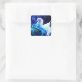 Sticker Carré Unicorne blanche Pegasus Blue Moonlight (Sac)