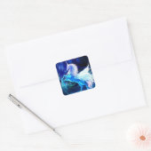Sticker Carré Unicorne blanche Pegasus Blue Moonlight (Enveloppe)