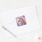 Sticker Carré Unicorne couleur Pastel (Enveloppe)
