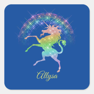 Sticker Carré Unicorne Écrasante À La Recherche Écrasante Contre