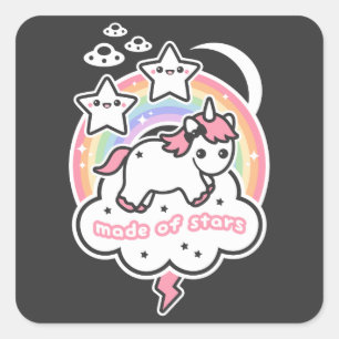 Sticker Carré Unicorne faite d'étoiles
