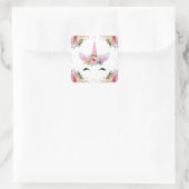 Sticker Carré Unicorne florale brillante (Sac)