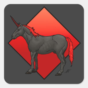 Sticker Carré Unicorne foncée