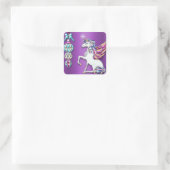 Sticker Carré Unicorne magique Violet Noël (Sac)
