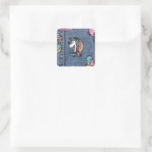 Sticker Carré unicorne patchs denim (Sac)
