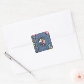 Sticker Carré unicorne patchs denim (Enveloppe)