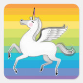 Sticker Carré Unicorne Rainbow Stripes (Devant)