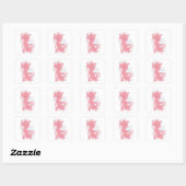 Sticker Carré Unicorne rose mignonne (Feuille)