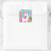 Sticker Carré Unicorne rose vif (Sac)
