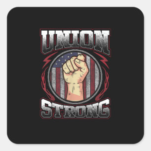 Sticker Carré Union forte - Journée syndicale des travailleurs