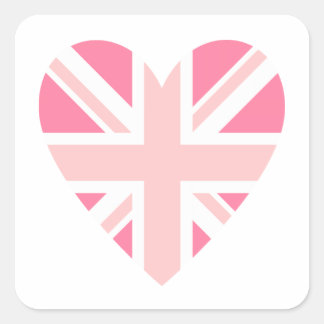 Sticker Carré Union Jack rose/Coeur du drapeau