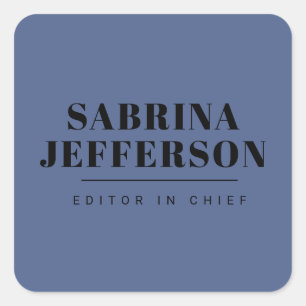 Sticker Carré Unique Elegant Plain Simple Bleu Noir